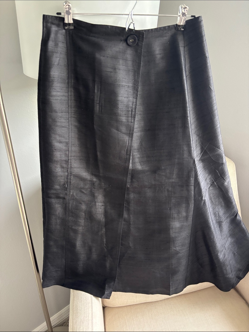 NWT Julia Amory Park Ave Skirt Black Dupioni Silk Size Medium